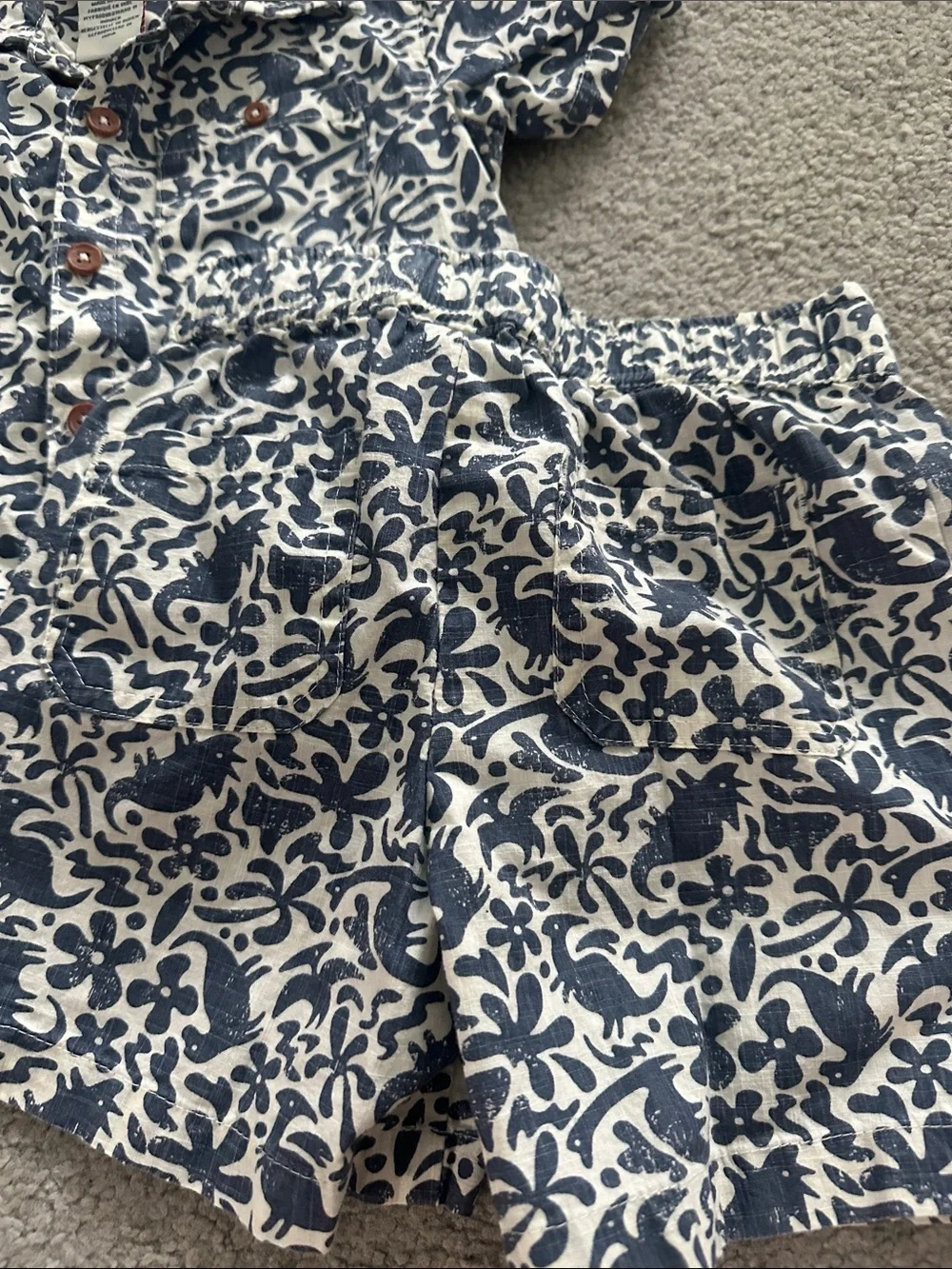 Caribbean Joe Navy and White Floral Short Set